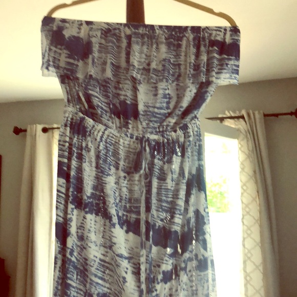 Cynthia Rowley Strapless Blue/White Dress - Picture 1 of 2